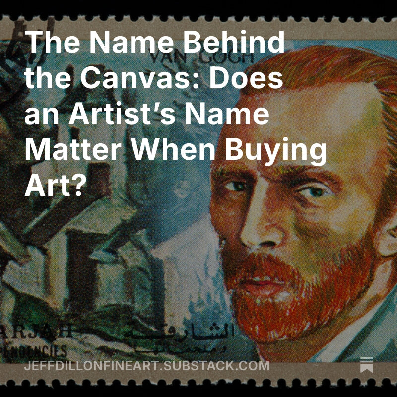 Jeff Dillon reflecting on whether an artist's name and reputation influence the decision to buy fine art