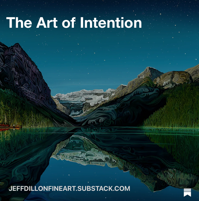 Jeff Dillon painting with deliberate intention, stepping back to assess each mark in a fine art landscape