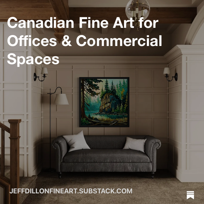 Jeff Dillon original Canadian landscape painting displayed in a professional office or commercial space