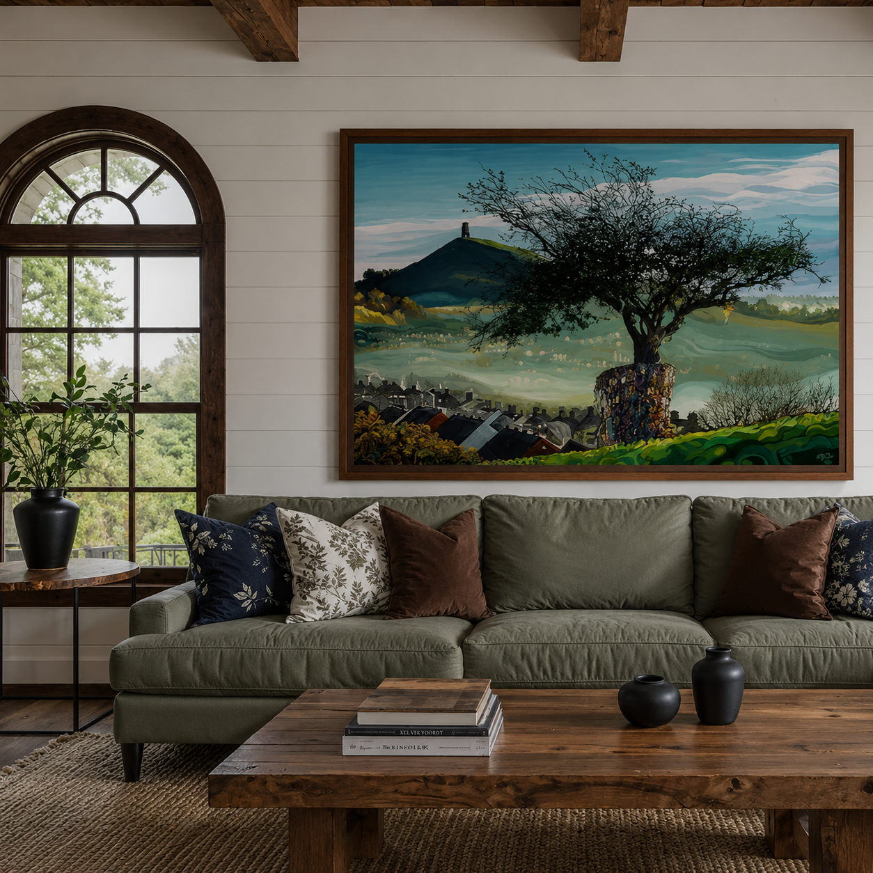 Jeff Dillon seasonal fine art painting displayed in a home interior reflecting the mood of the season