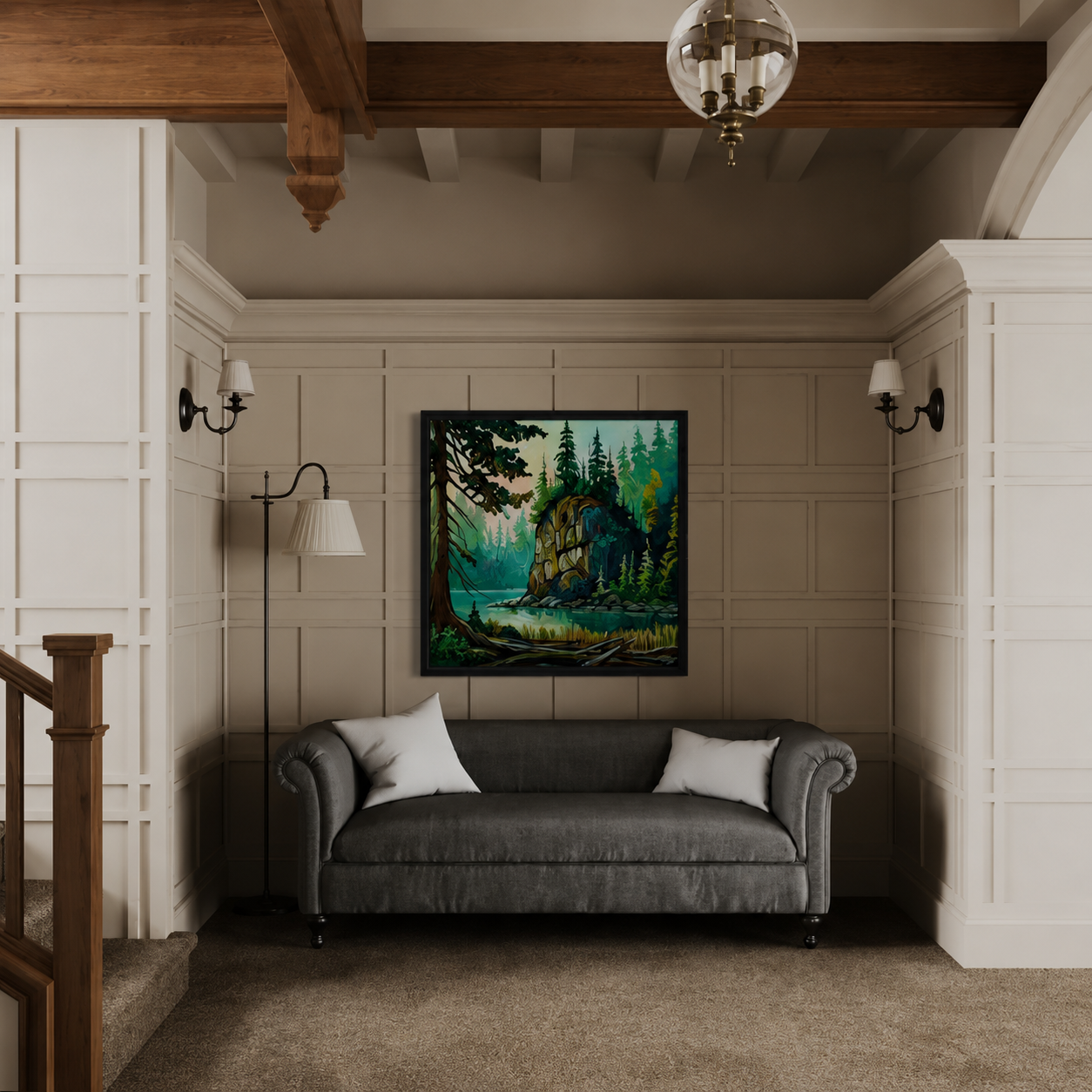 Jeff Dillon original Canadian landscape painting displayed in a professional office or commercial space