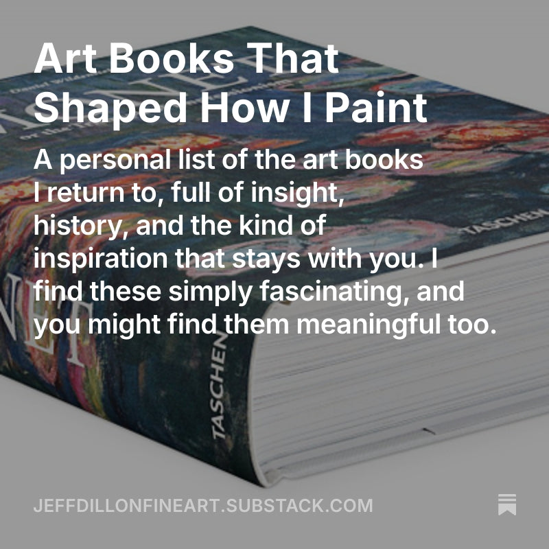 Cover image for "Art Books That Shaped How I Paint," featuring a large art book and text about influential art books, history, and artistic inspiration.