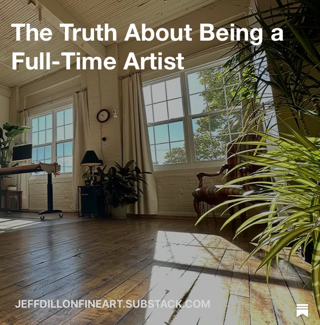 Jeff Dillon in his studio after years of daily practice as a full-time Canadian fine art painter