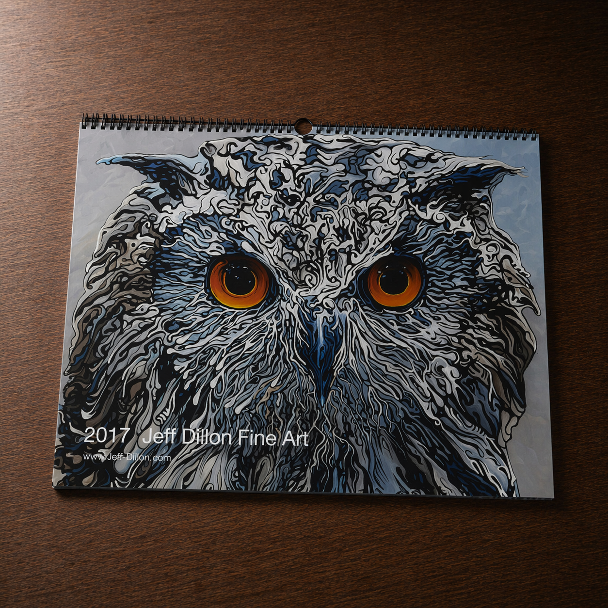 A detailed owl illustration painted on wood by Jeff Dillon Fine Art.