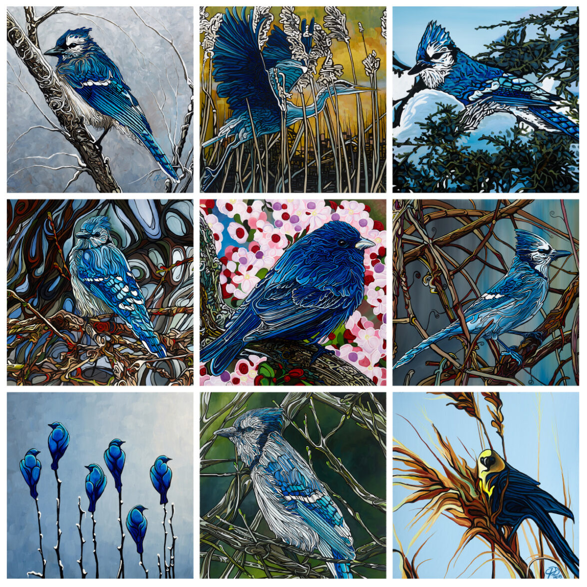 Collage Birds Blue Birds